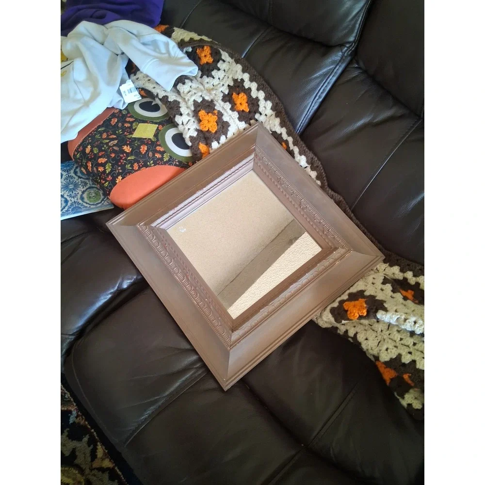 Vintage Ornate Diamond Mirror | Charcoal + Gold | Hollywood Regency